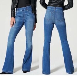 Spanx Flare Leg Pull On Denim Jeans Comfort Waist 20456 Vintage indigo Medium